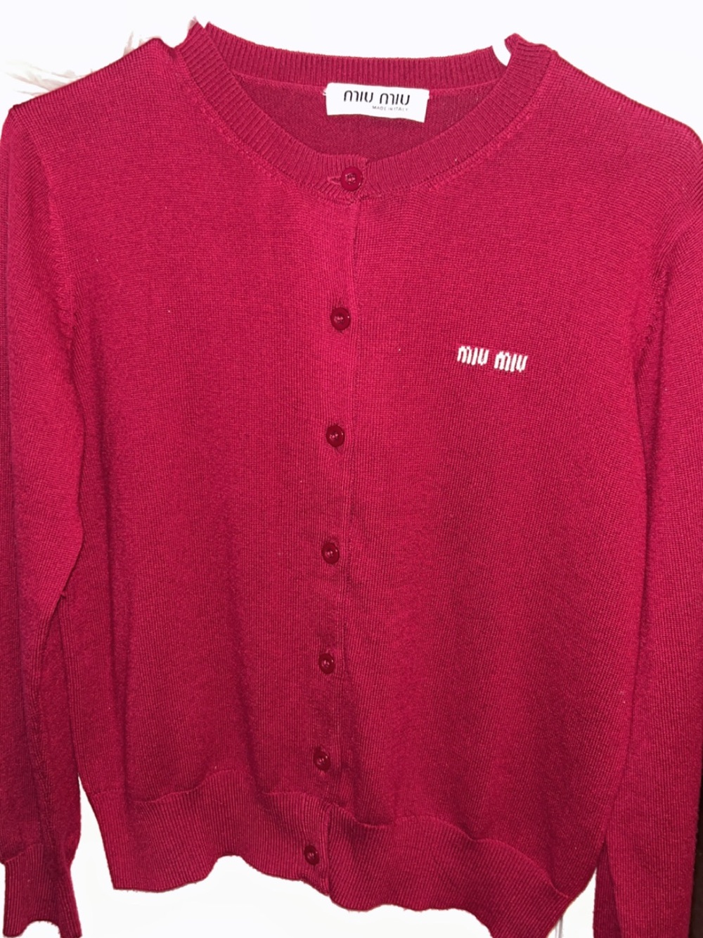 Miu Miu Women's Deep Raspberry Button-Front Cardigan